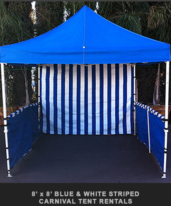 8ft x 8ft Blue/White Striped Carnival Tent Rentals at Party Pals