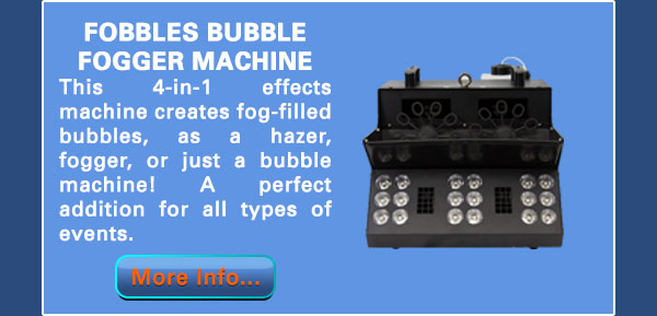 Fobbles Bubble Fogger Machine rental available from Party Pals