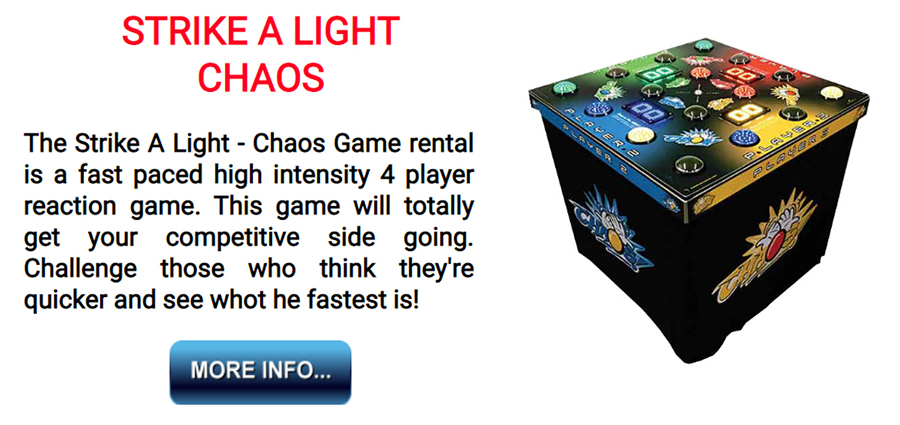 Strike-A-Light - Chaos - 4 Player Game Rental from Party Pals